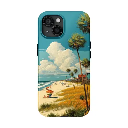 Florida Beach Palm Trees Retro Travel Art