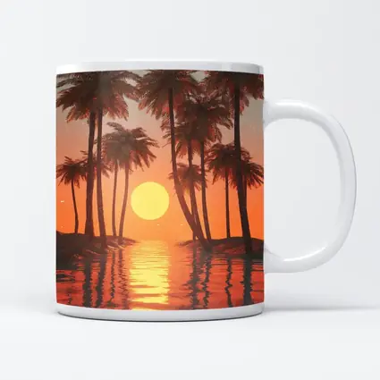 Tropical Palm Trees Sunset Ocean Reflection