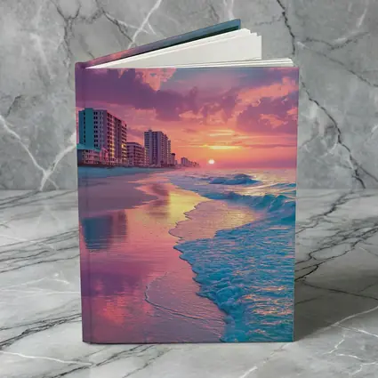 Pink Sunset Beach Ocean Waves Coastal View