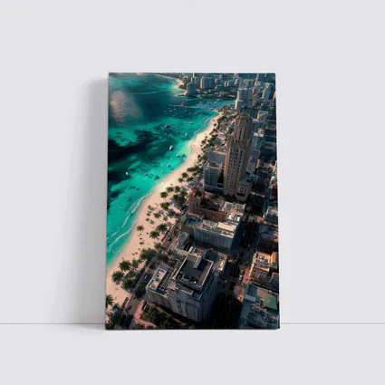 Miami Beach Aerial City Skyline View