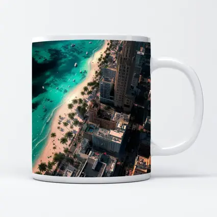 Miami Beach Aerial City Skyline View