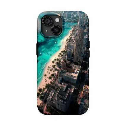 Miami Beach Aerial City Skyline View
