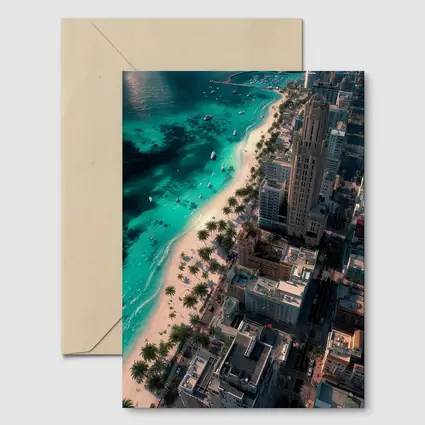 Miami Beach Aerial City Skyline View