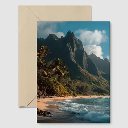 Tropical Beach With Dramatic Mountain Backdrop