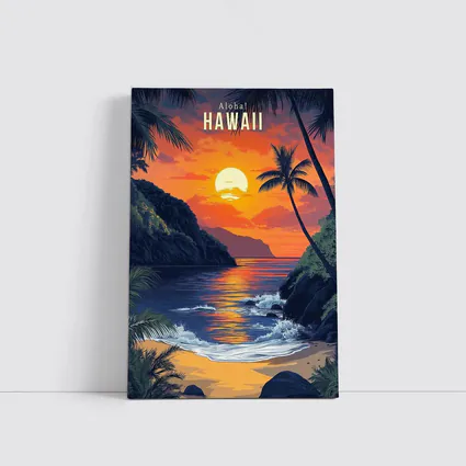 Aloha Hawaii Tropical Beach Sunset Art