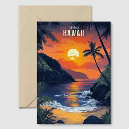 Aloha Hawaii Tropical Beach Sunset Art