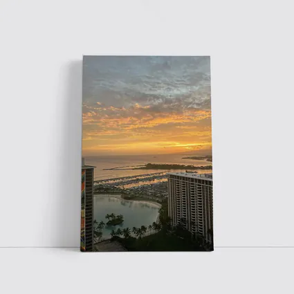 Honolulu Sunset Over Marina and Ocean