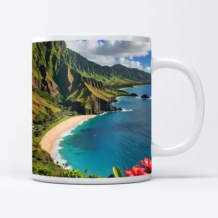 Hawaii Coastal Cliffs Beach Hibiscus Flowers