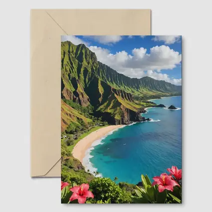 Hawaii Coastal Cliffs Beach Hibiscus Flowers