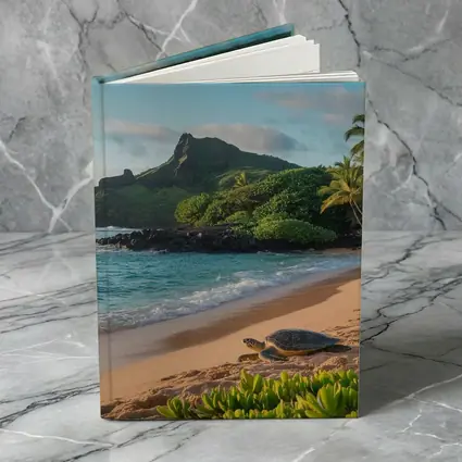 Sea Turtle On Tropical Hawaiian Beach Shore
