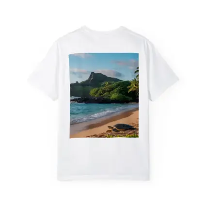Sea Turtle On Tropical Hawaiian Beach Shore