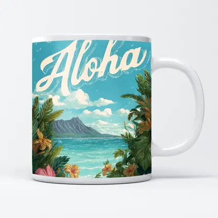 Aloha Hawaii Tropical Hibiscus Ocean Retro Art