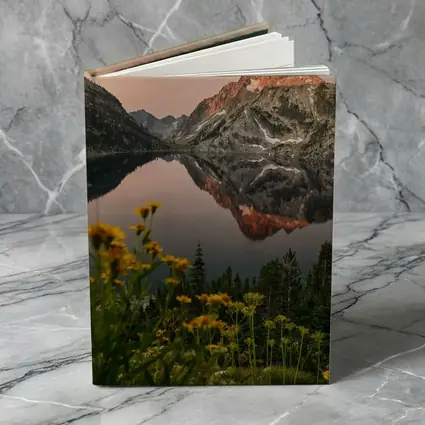 Mountain Lake Reflection Sunset Yellow Wildflowers