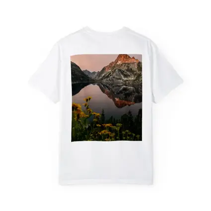 Mountain Lake Reflection Sunset Yellow Wildflowers