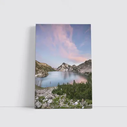 Alpine Lake Mountain Sunset Pink Sky