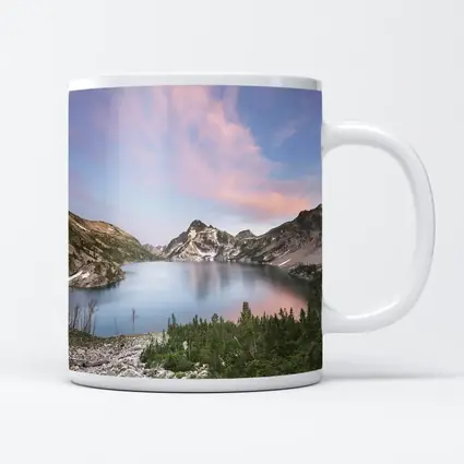 Alpine Lake Mountain Sunset Pink Sky
