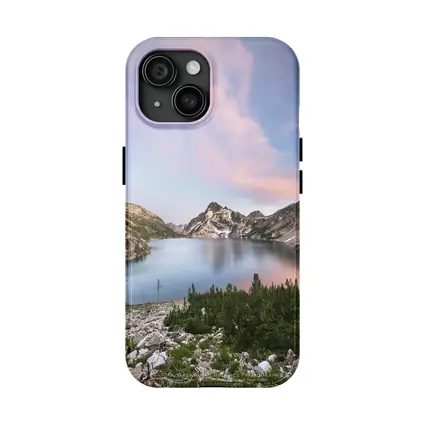 Alpine Lake Mountain Sunset Pink Sky