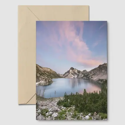 Alpine Lake Mountain Sunset Pink Sky