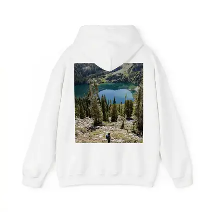 Hiker Overlooking Alpine Lake Mountain Forest