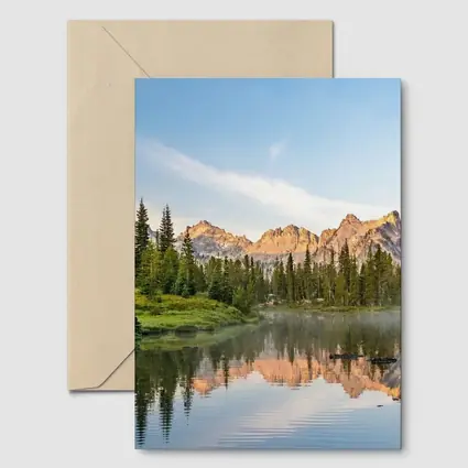 Mountain Lake Reflection Pine Forest Morning