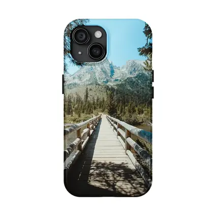 Wooden Bridge Mountain Forest Path View