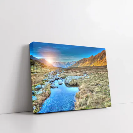 Mountain Stream Sunrise Alpine Valley Landscape