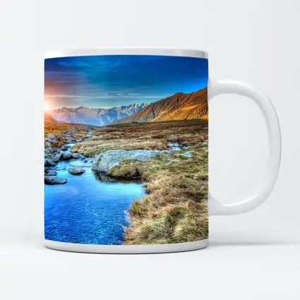 Mountain Stream Sunrise Alpine Valley Landscape