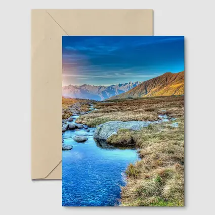 Mountain Stream Sunrise Alpine Valley Landscape