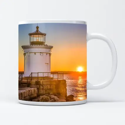 Portland Breakwater Lighthouse Sunset Ocean View