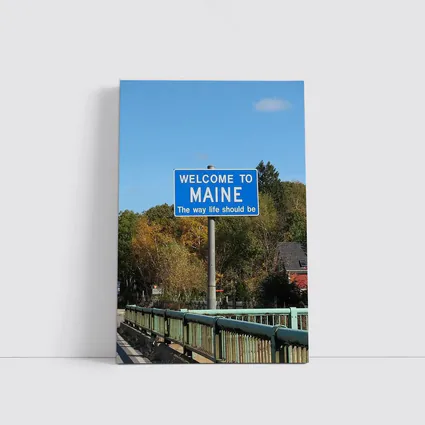 Welcome To Maine Sign Autumn Trees