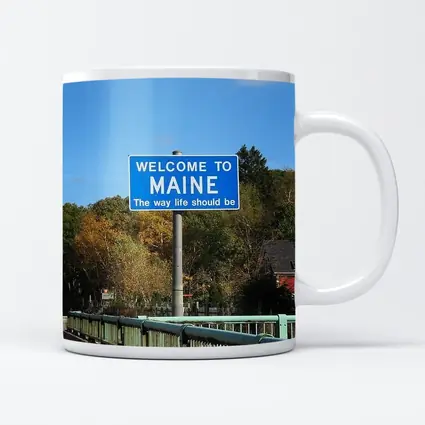 Welcome To Maine Sign Autumn Trees