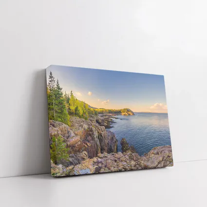 Rocky Coastal Cliffs at Golden Hour Sunset