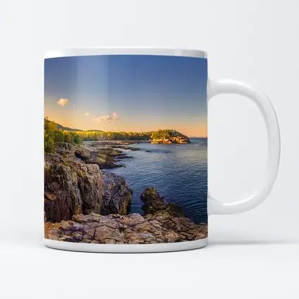 Rocky Coastal Cliffs at Golden Hour Sunset