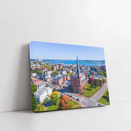 Portland Maine Aerial City Harbor View