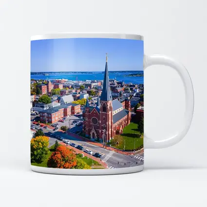 Portland Maine Aerial City Harbor View