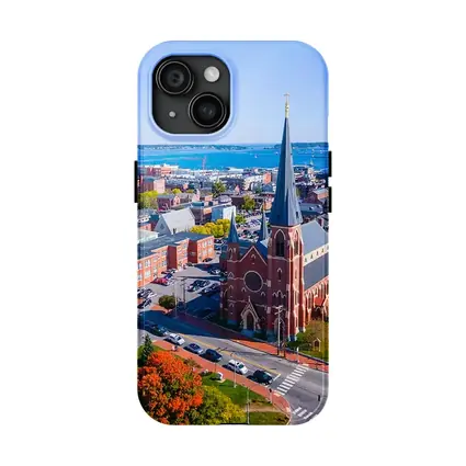 Portland Maine Aerial City Harbor View