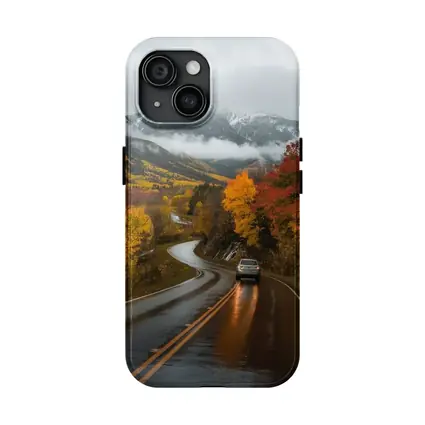 Rainy Mountain Road Autumn Forest Drive