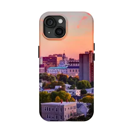 Portland Maine Skyline at Pink Sunset