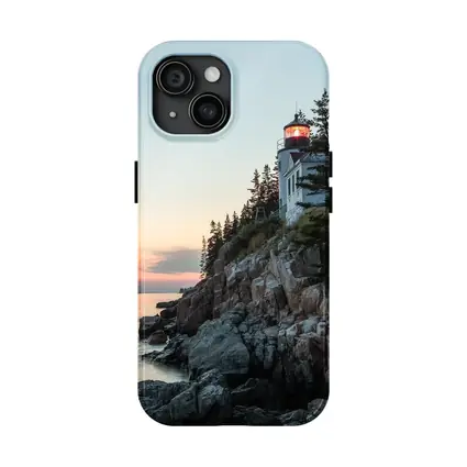 Bass Harbor Lighthouse Rocky Cliffs Sunset