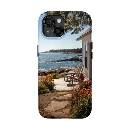Coastal Cottage Porch Rocky Ocean Shoreline