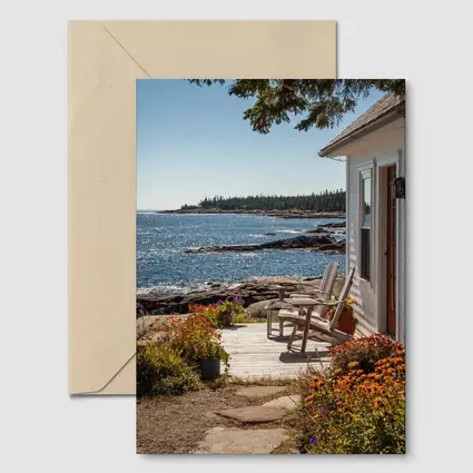 Coastal Cottage Porch Rocky Ocean Shoreline