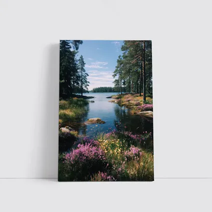 Nordic Lake Shore Wild Heather Flowers