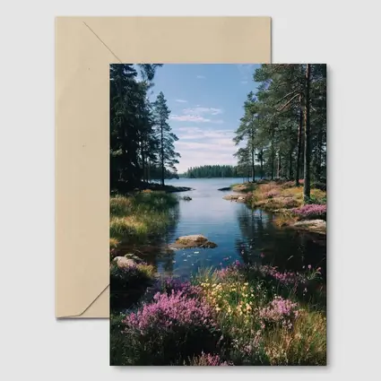 Nordic Lake Shore Wild Heather Flowers
