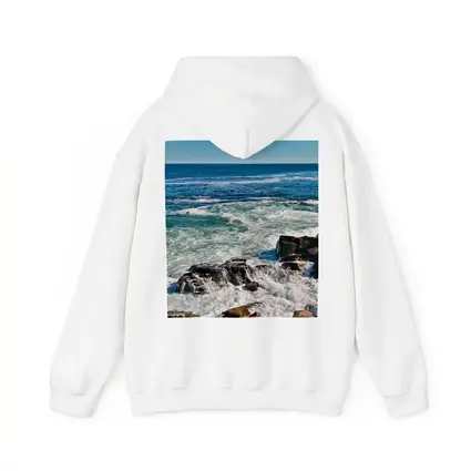 Rocky Shoreline Waves Crashing Blue Ocean
