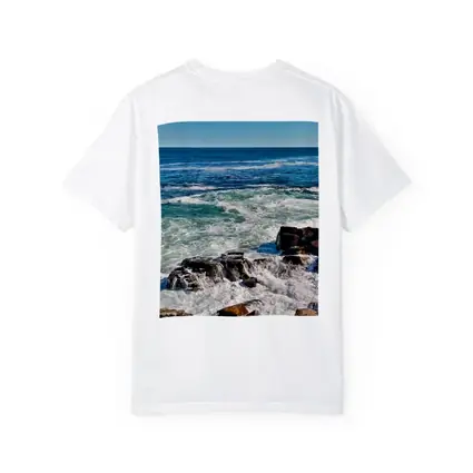 Rocky Shoreline Waves Crashing Blue Ocean