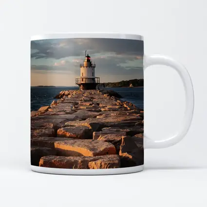 Spring Point Ledge Lighthouse Rocky Breakwater Maine