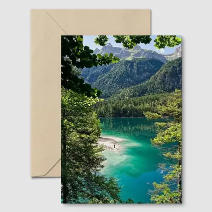 Turquoise Alpine Lake Mountain Forest View
