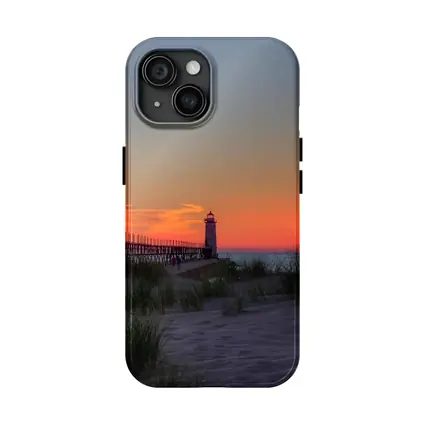 Lighthouse Pier Sandy Beach Sunset Sky
