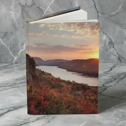 Autumn Lake Sunset Rolling Forest Hills