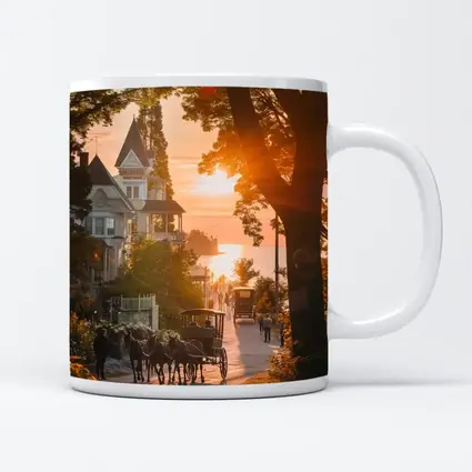 Horse Carriage Sunset Victorian Street Scene